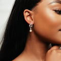 Alizia Leaf Crystal Pearl Drop Earrings