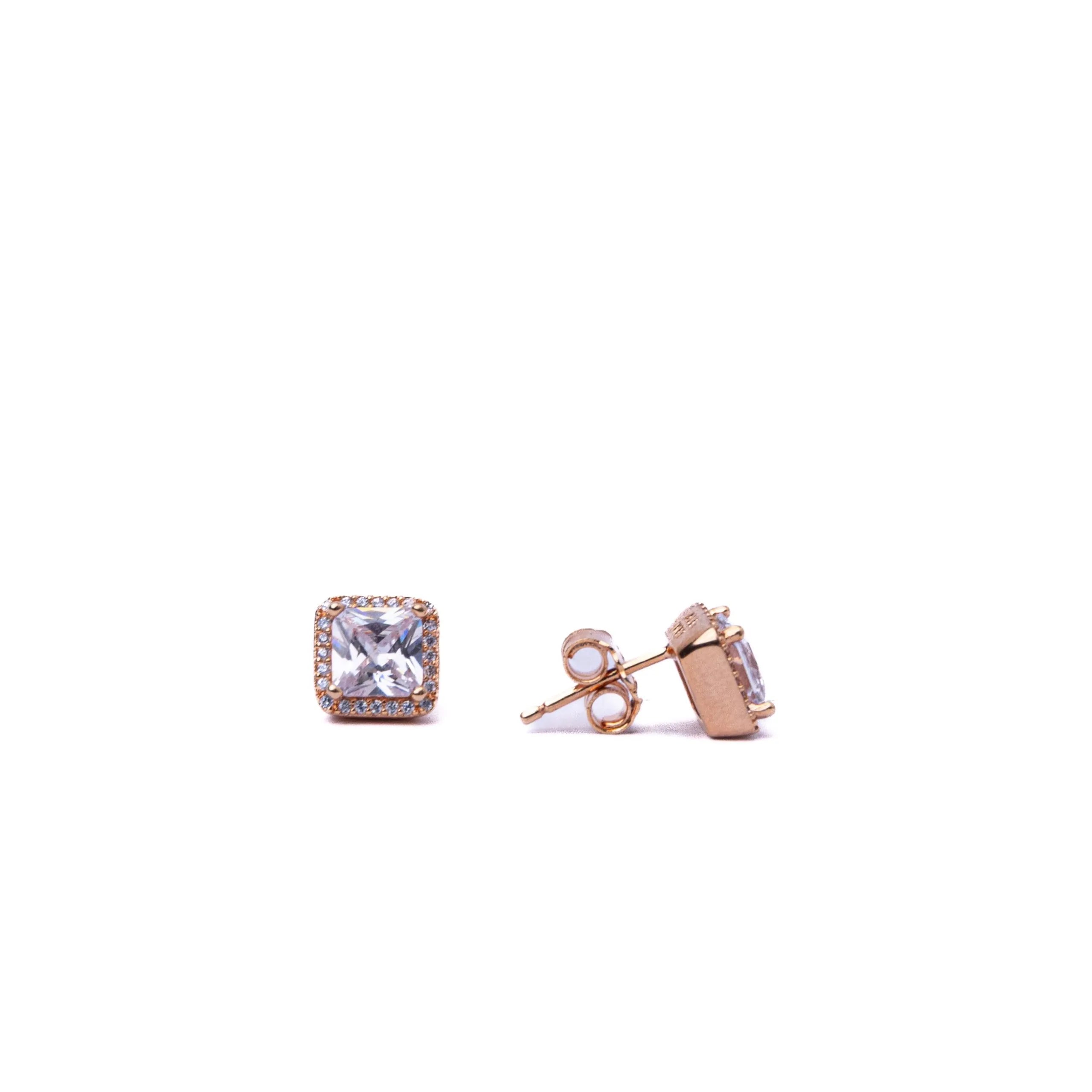 Alizia Square and Stone Stud Earrings