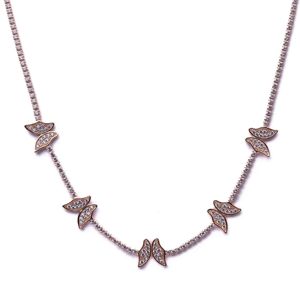 Alizia Crystal 5 Butterfly Short Necklace