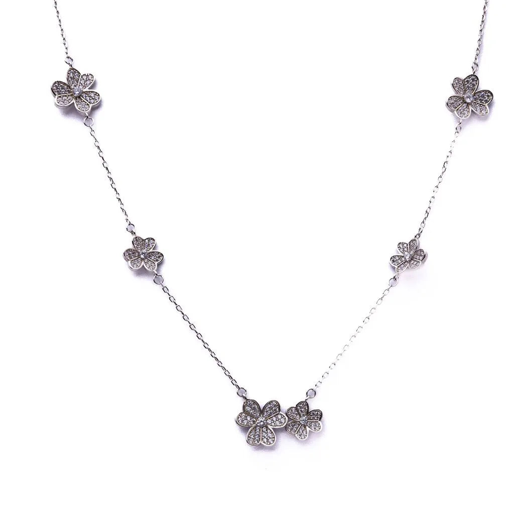 Alizia 6 Iris Flower Embellished Short Necklace