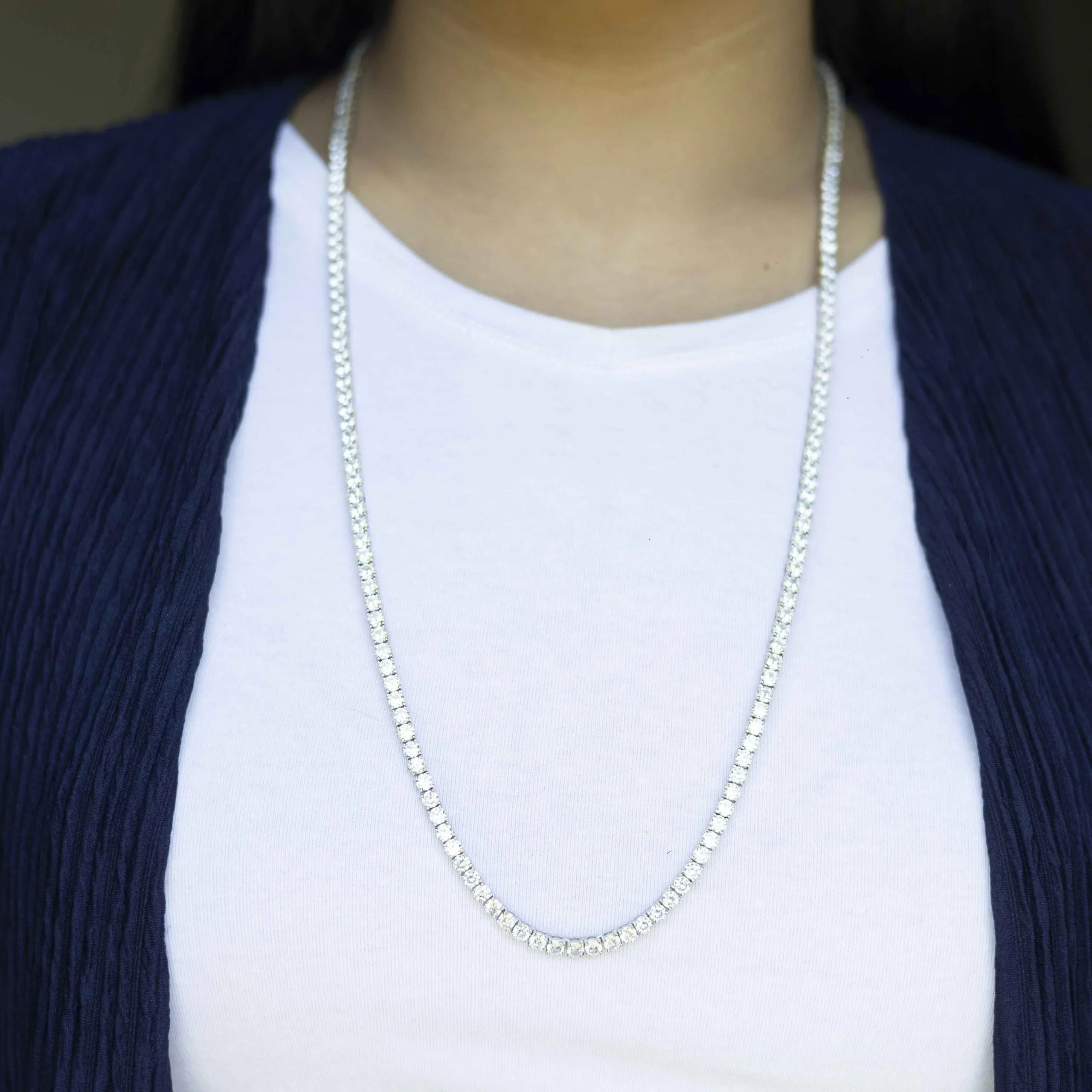 Alizia Long Thick Tennis Necklace