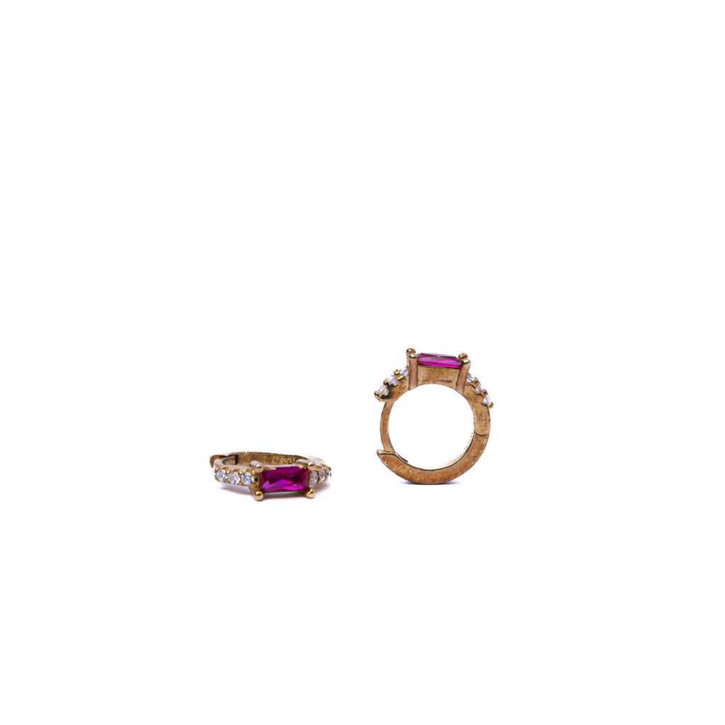 Alizia Dainty Color Stone Hooped Earrings