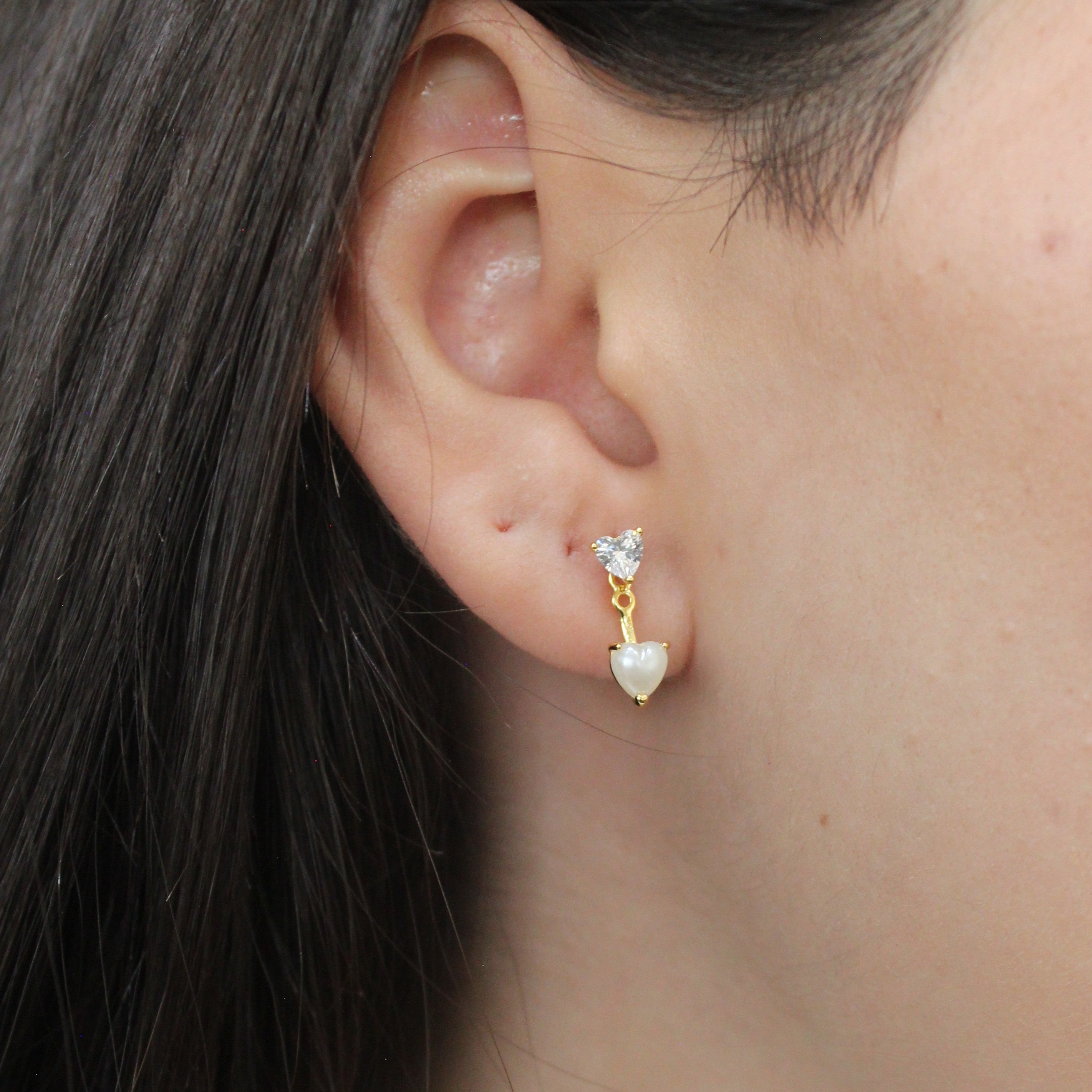 Alizia Heart Pearl Drop Earrings