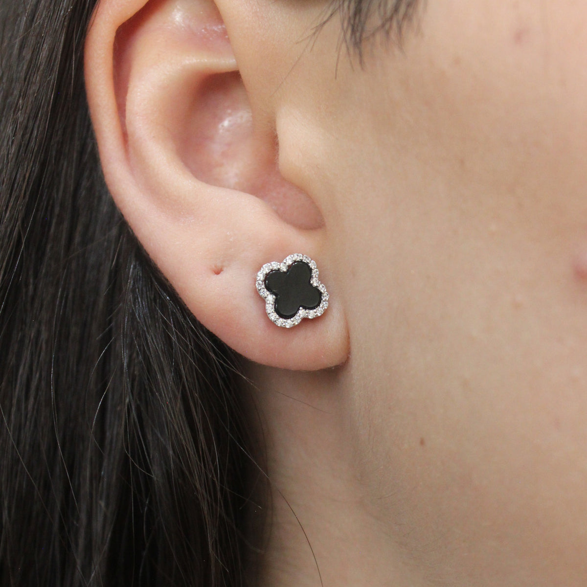 Alizia Crystal Edged Clover Earrings
