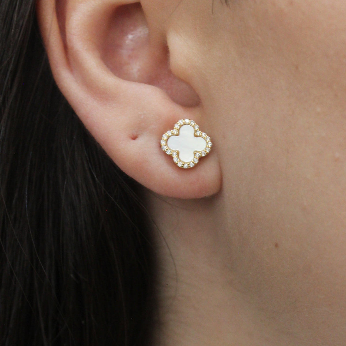Alizia Crystal Edged Clover Earrings