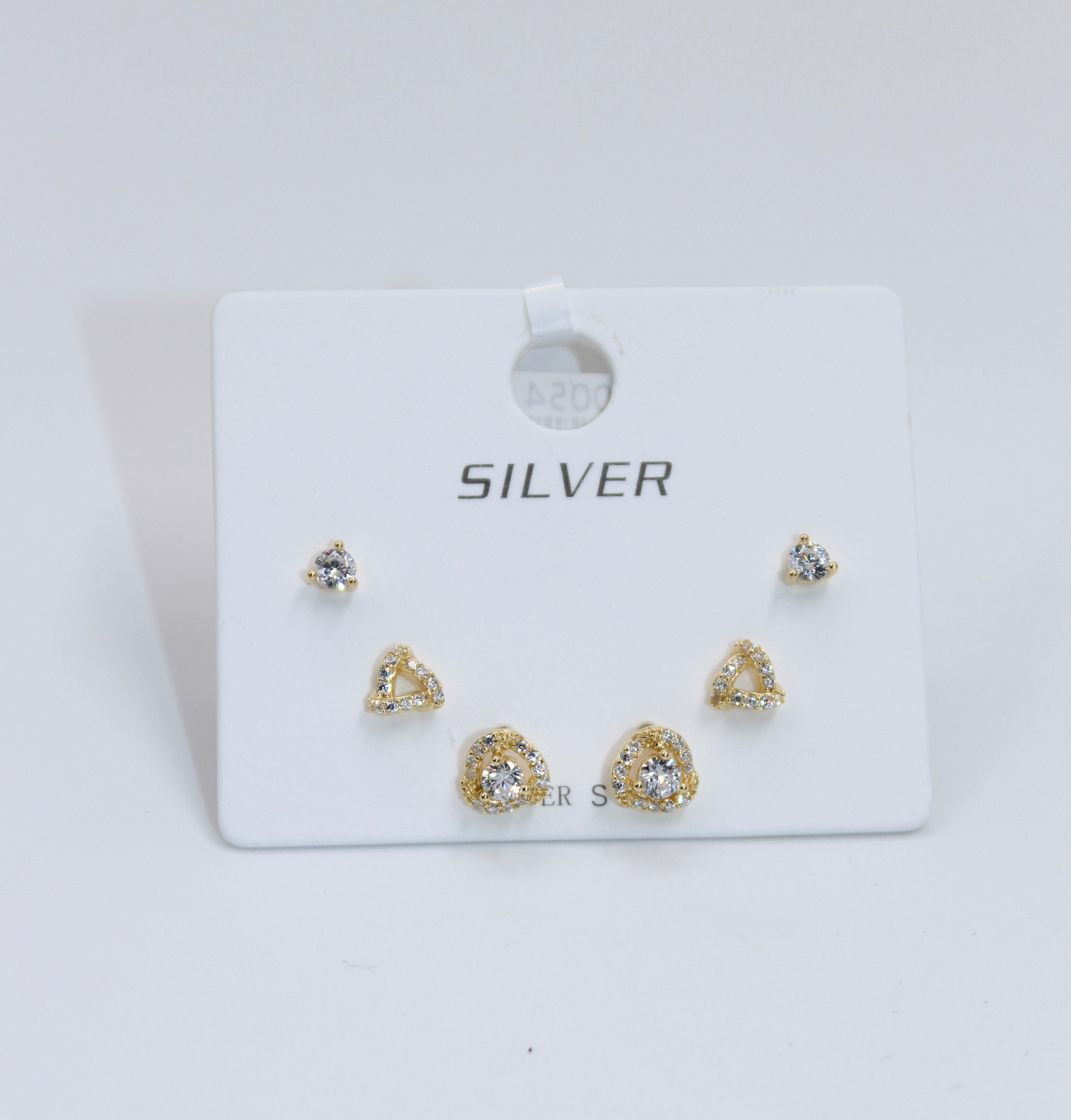 Alizia Triangle Diamond Stud 3 Pack Earring