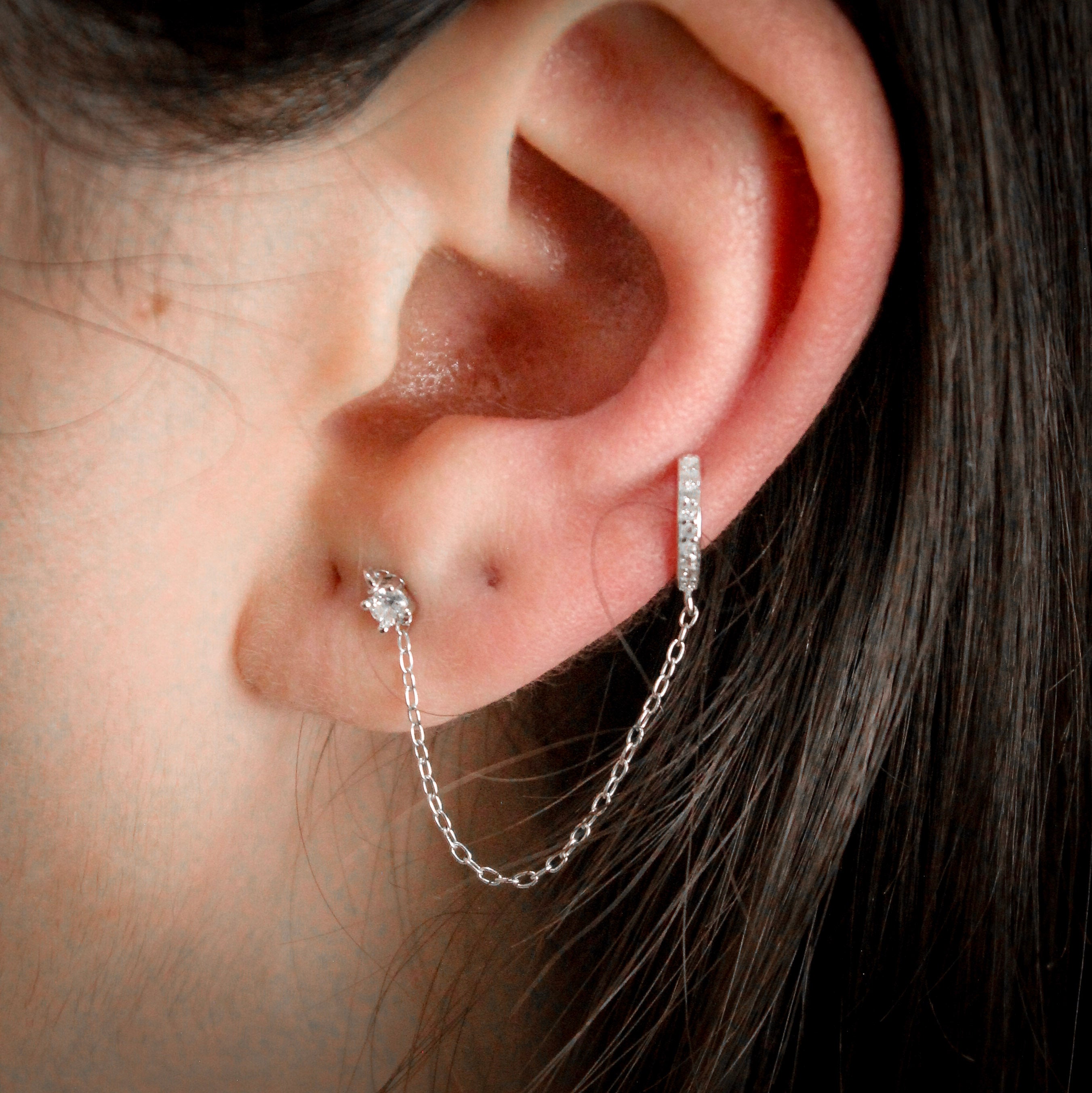 Alizia Studded Ear Cuff Chain Earring