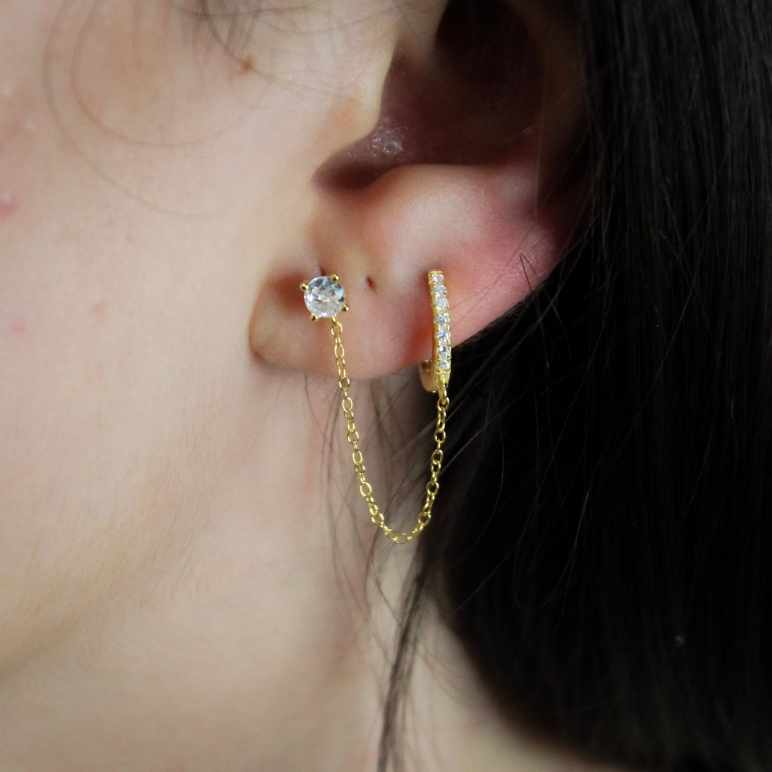 Alizia Hoop Studded Chain Earring