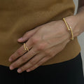 Alizia Crystal Screw Nail Bangle & Open Ring