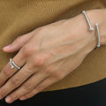Alizia Crystal Screw Nail Bangle & Open Ring -