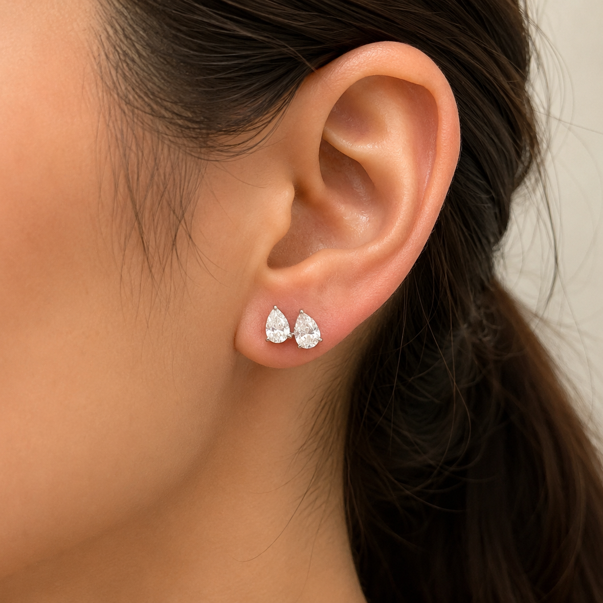Alizia Pear Shaped Tier Stud Earrings