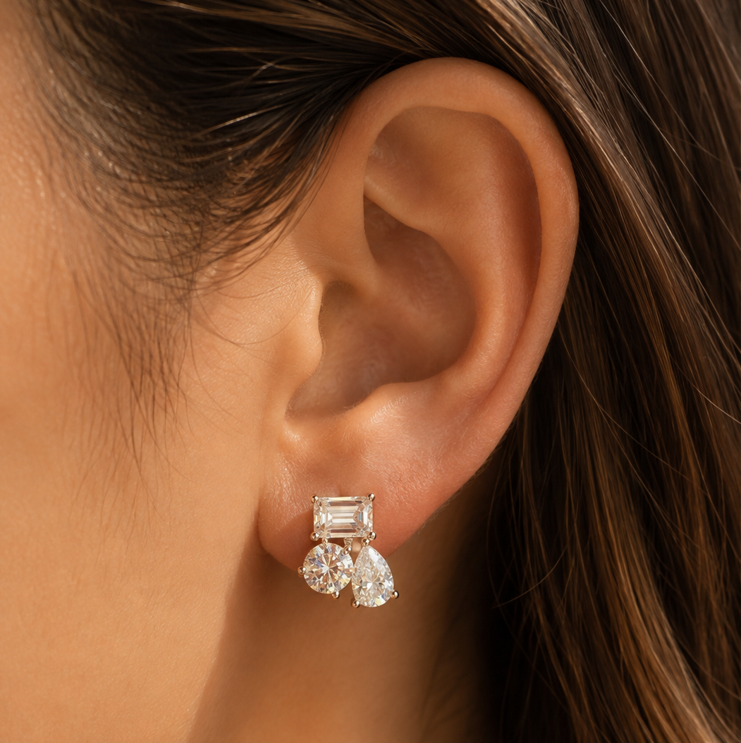 Alizia Trio Cluster Stud Earrings