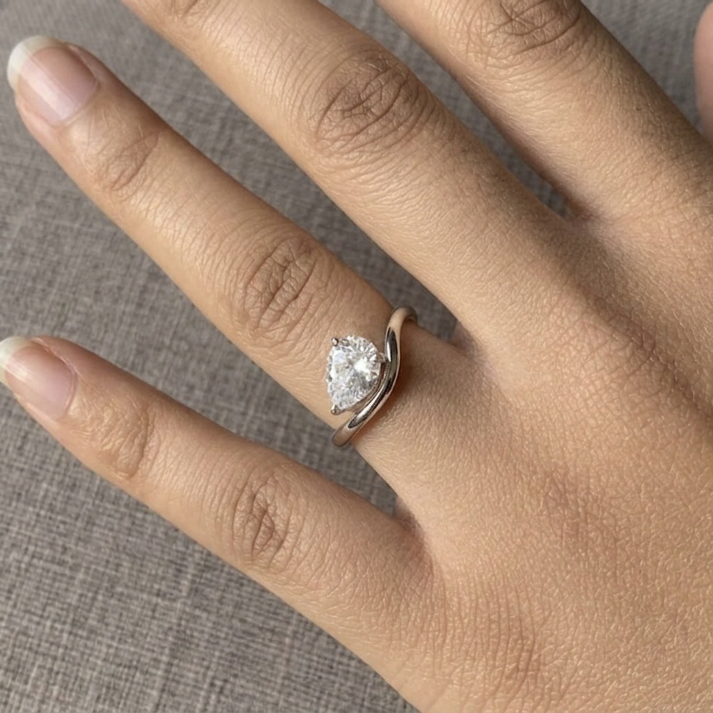 Alizia Pear Cut Diamond Pinky Ring Size 5