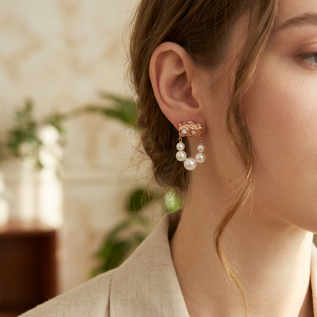 Alizia Barrel Pearl Drop Earrings