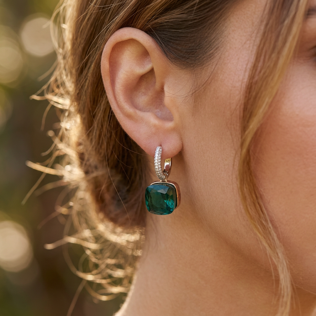 Alizia Sea Stone Hoop Earrings