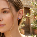Alizia Halo Sapphire Stud Earrings