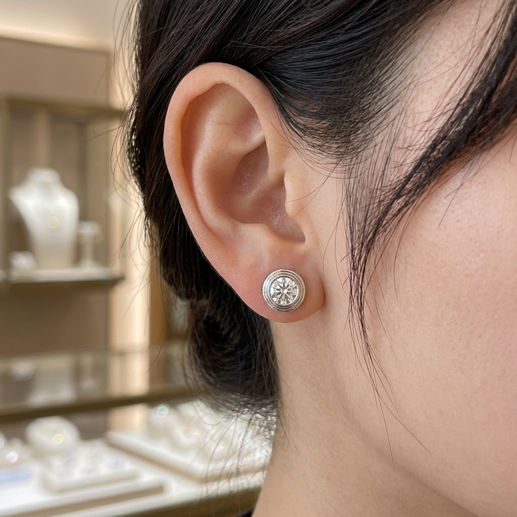 Alizia Carved Halo Stud Earrings