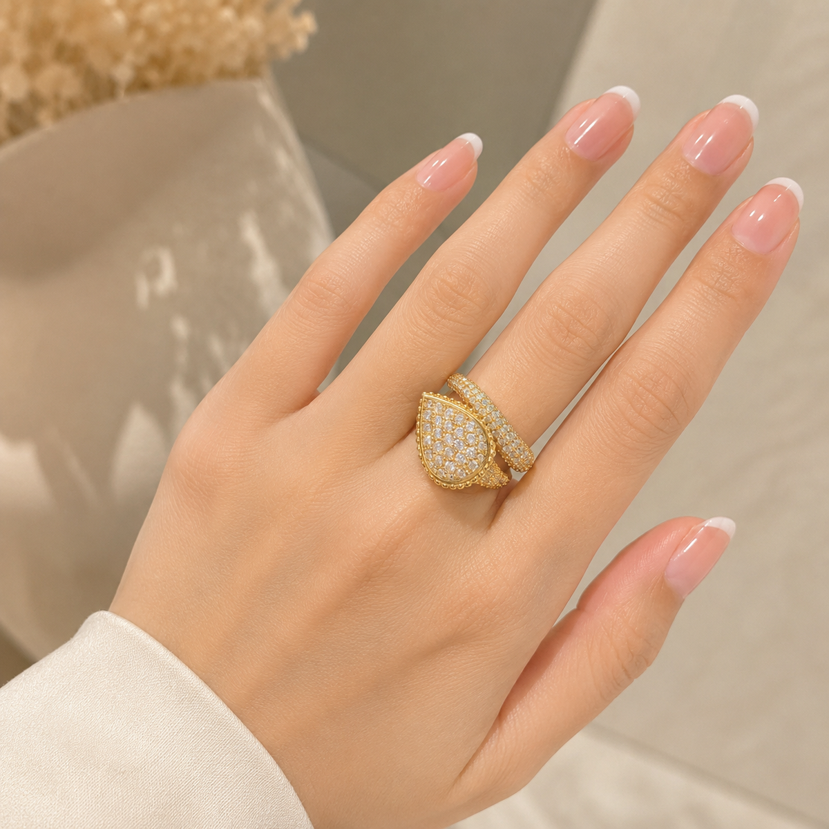 Aliza Adjustable Raindrop Wrap Ring