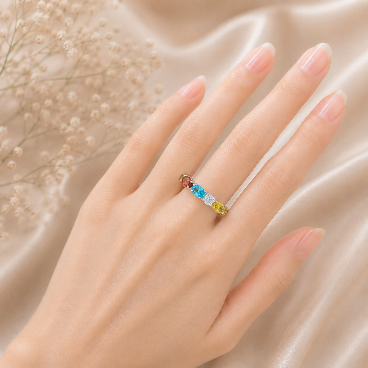 Alizia Oval Stone Tennis Ring Size 7