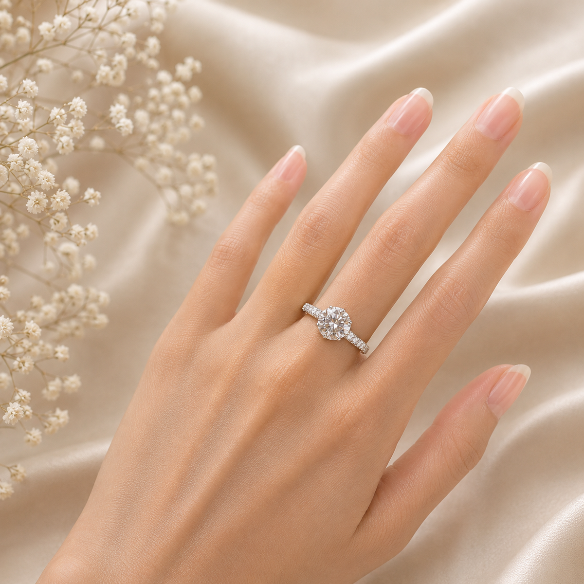 Alizia Round Thick Band Halo Ring Size 8