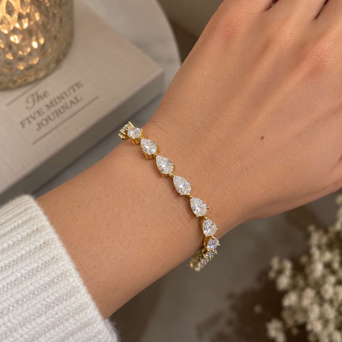 Alizia Moissanite Tear Drop Chain Bracelet