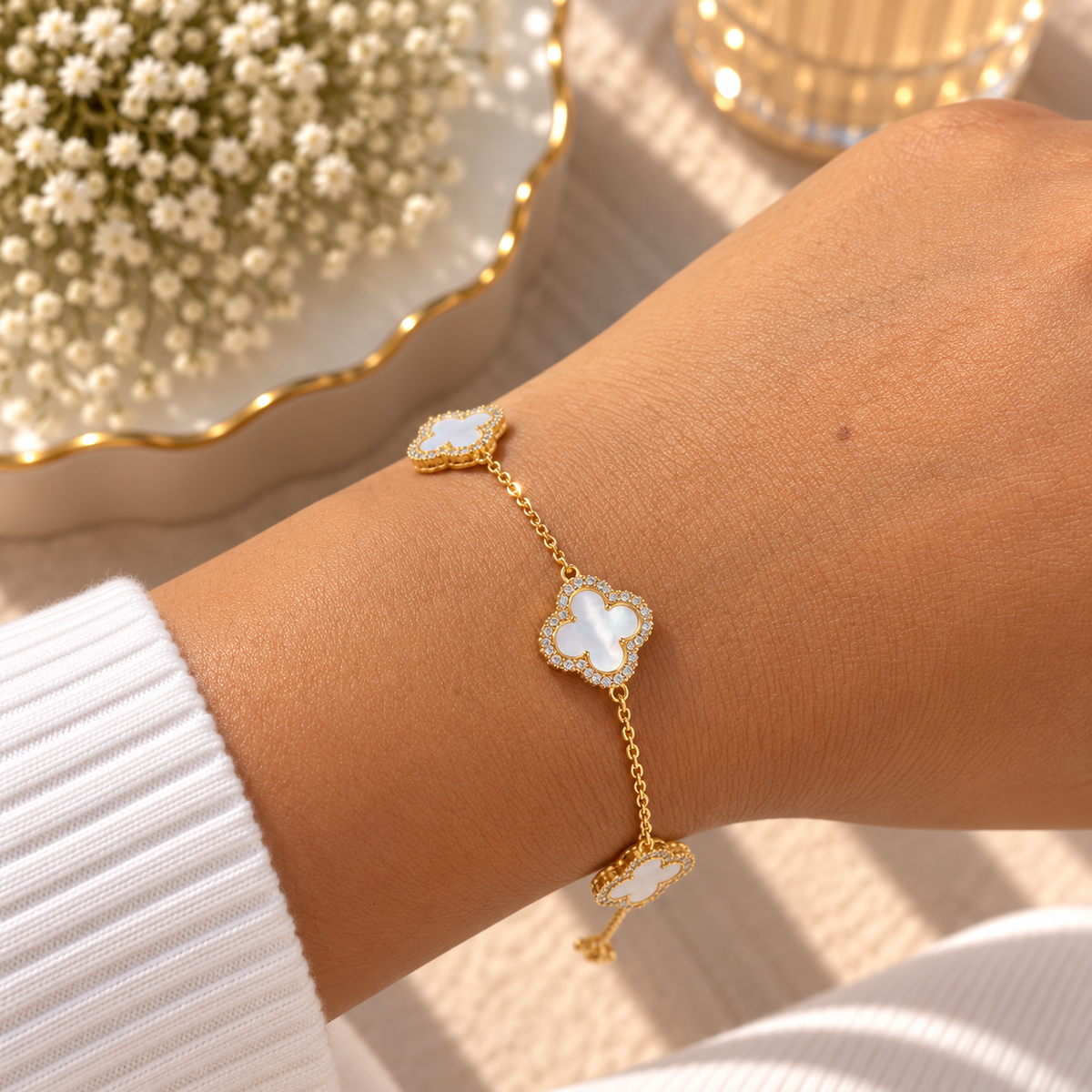 Alizia 3 Crystal Edged Clove Bracelet