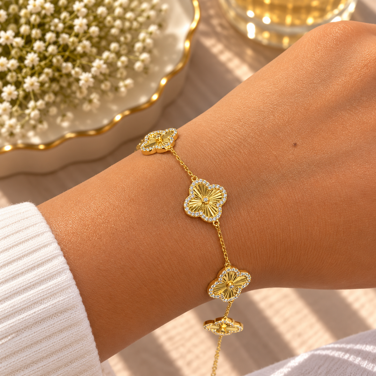 Alizia Crystal Edged Clove Bracelet